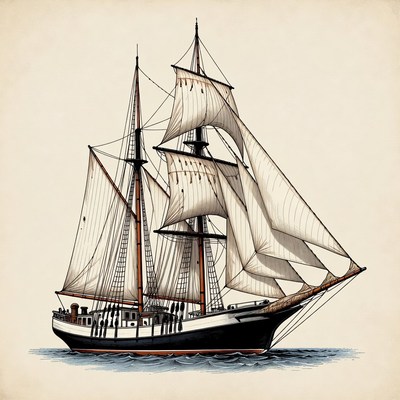 Sailing Ship with Full Sails