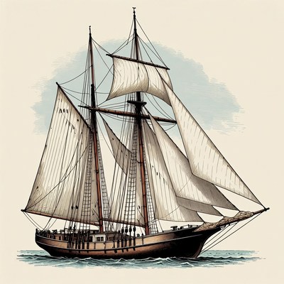 Sailing Ship with Full Sails