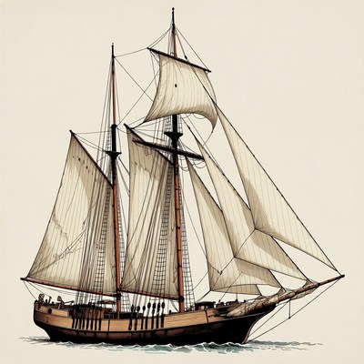 Sailing Ship with Full Sails