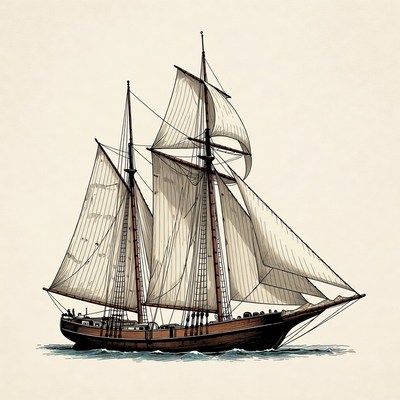 Sailing Ship with Full Sails