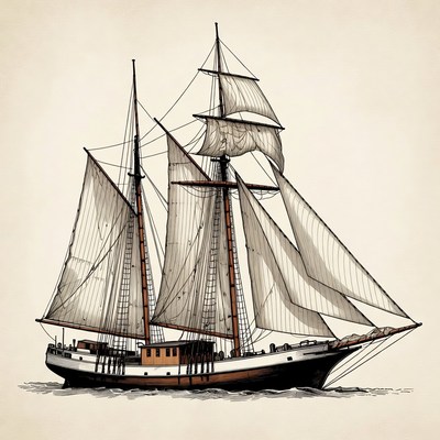Sailing Ship with Full Sails