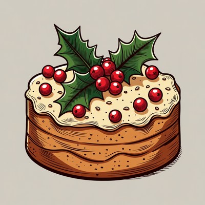 Holly Berries Christmas Cake