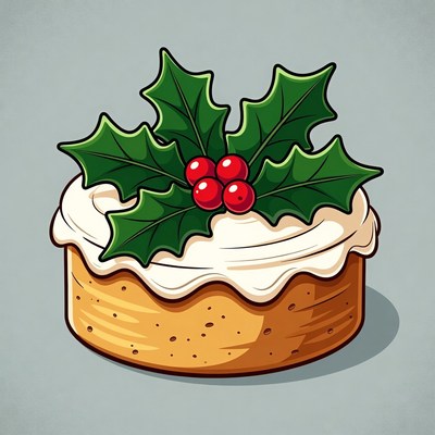 Holly Cupcake Illustration