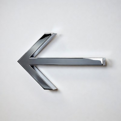 Shiny metallic left arrow sign