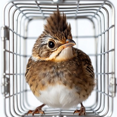 Bird in wire cage