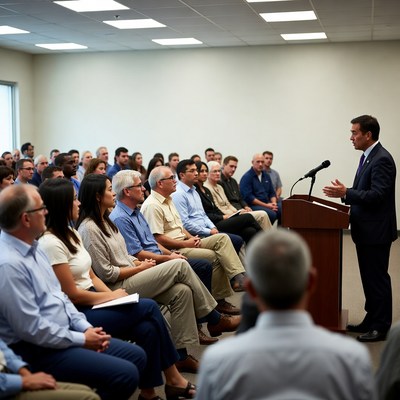 Man speaking at business meeting
