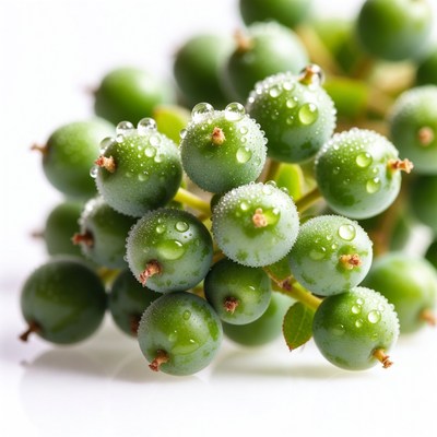 Green berries with water droplets