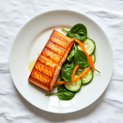 Grilled Salmon with Spinach Salad
