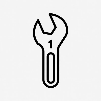 Black line wrench icon with number 1