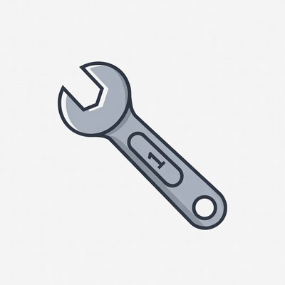 Gray Wrench Icon with Number One