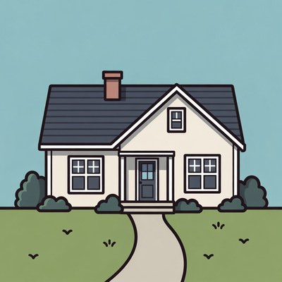 White house with path and bushes