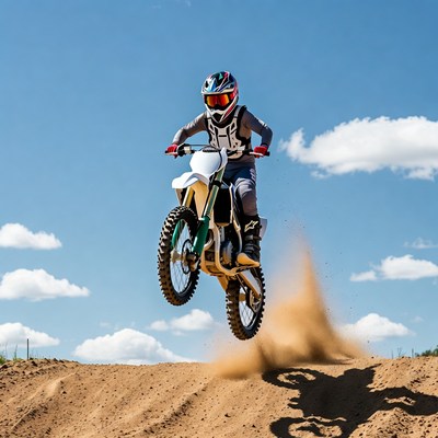 Motocross rider jumping dirt bike
