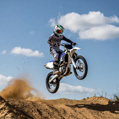 Man jumping dirt bike mid-air