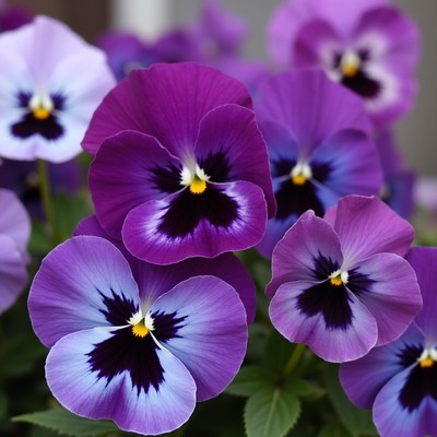 Purple Pansy Flowers Blooming