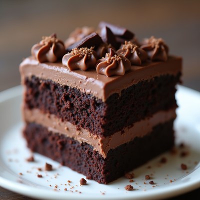 Chocolate Cake Slice with Frosting