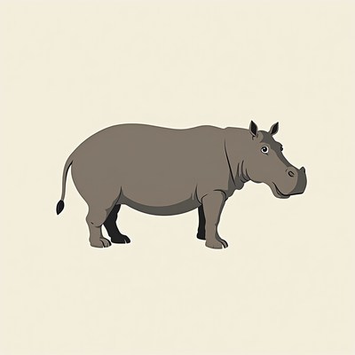 Cartoon hippopotamus standing isolated