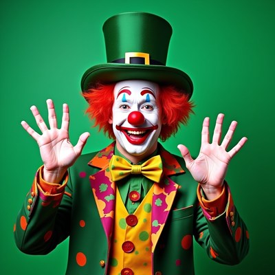 Clown with green top hat