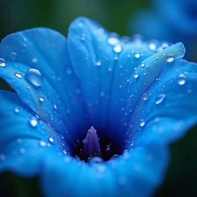 Blue Flower with Dew Drops