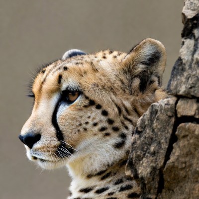 Cheetah profile against rock