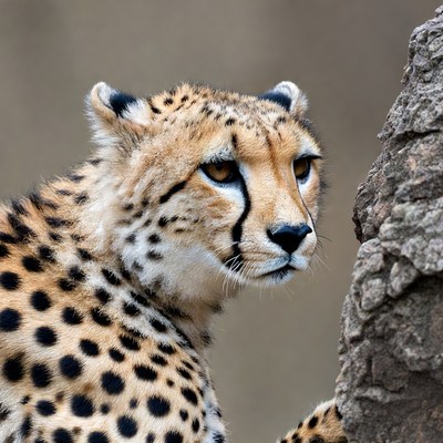 Cheetah beside rock