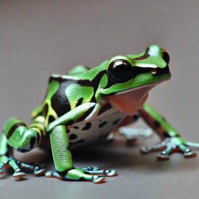 Colorful Green Tree Frog Closeup