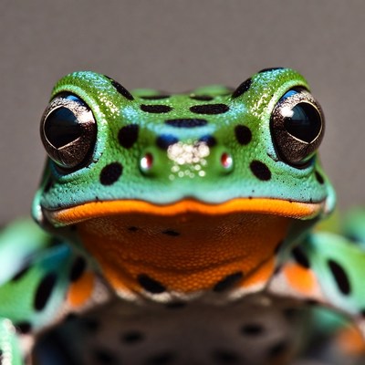 Close-up green poison dart frog