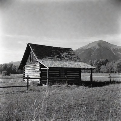 Log Cabin in Mountain Meadow