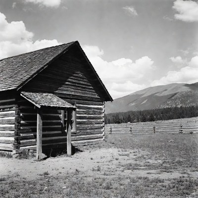 Log Cabin in Mountain Meadow