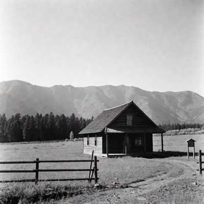 Old wooden cabin in mountains