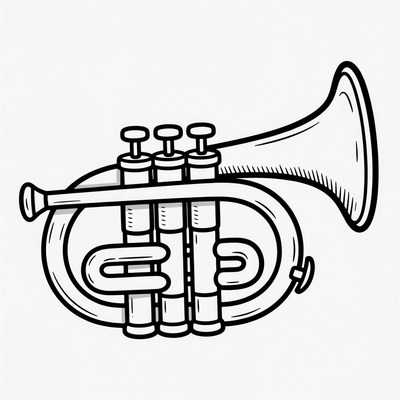 Black and white bugle illustration