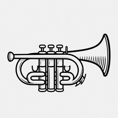 Line drawing trumpet illustration