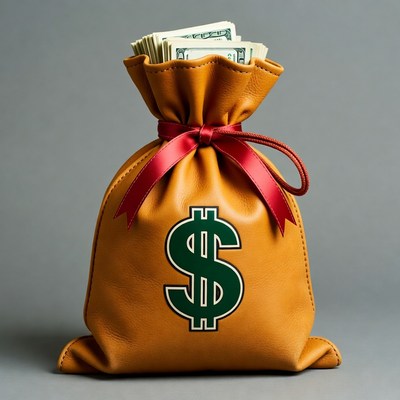 Money Bag with Dollar Bills