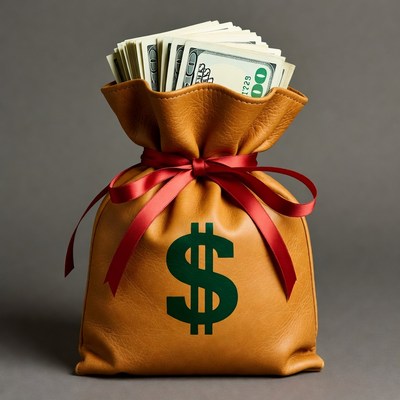 Money Bag with Dollar Bills