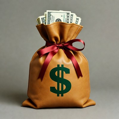 Money Bag with Red Ribbon