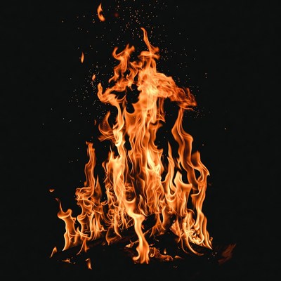 Blazing Fire Flames on Black Background