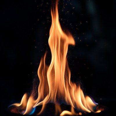 Vibrant Flames on Black Background