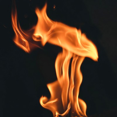 Burning Flames on Black Background
