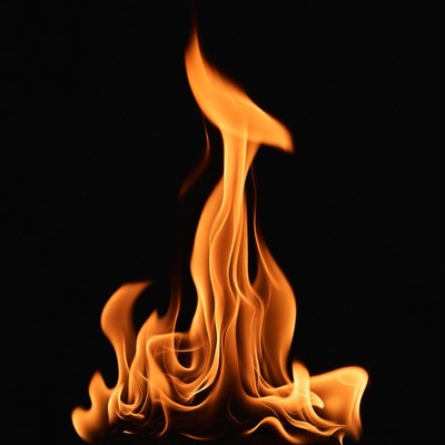 Burning Flame on Black Background
