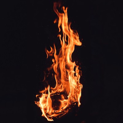 Bright orange flames on black background