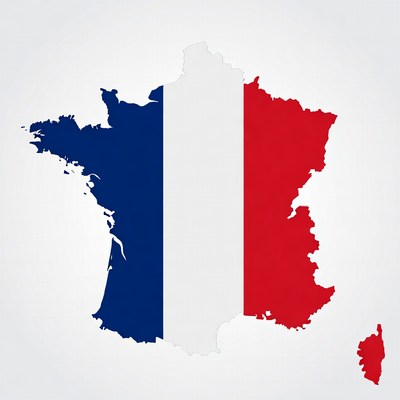 French Flag Map Silhouette