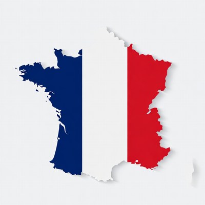 France Flag Map Silhouette