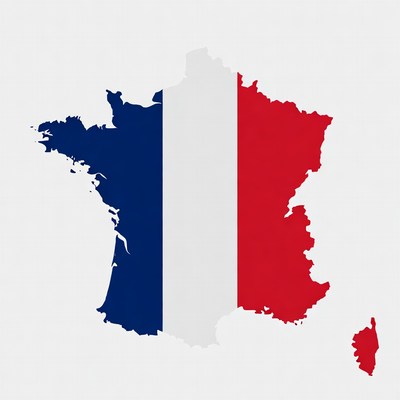France Flag Map Silhouette
