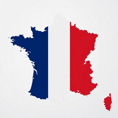 French Flag Map Silhouette