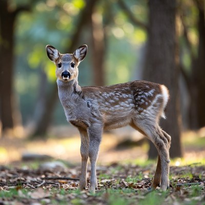 Baby deer in forest