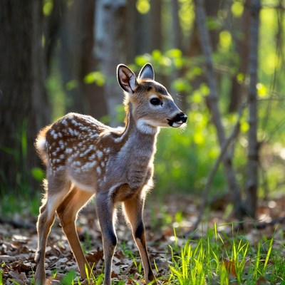 Baby deer in forest