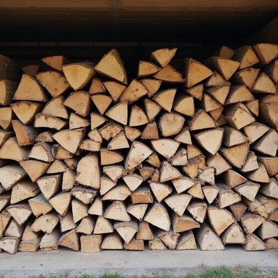 Stacked Firewood Logs Outdoors