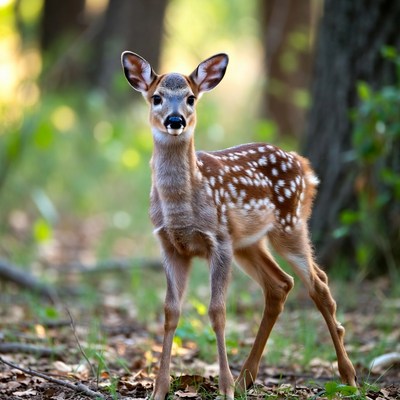 Baby deer in forest
