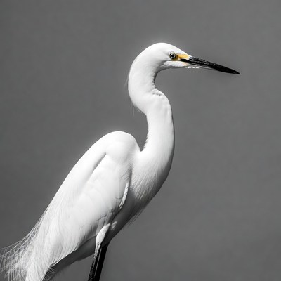 White egret with yellow beak