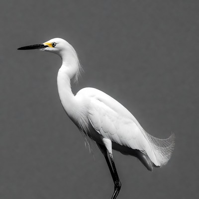White egret with yellow beak