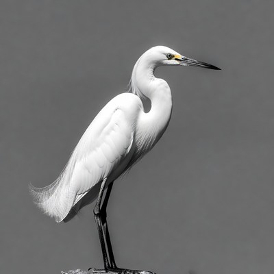 White egret standing on perch
